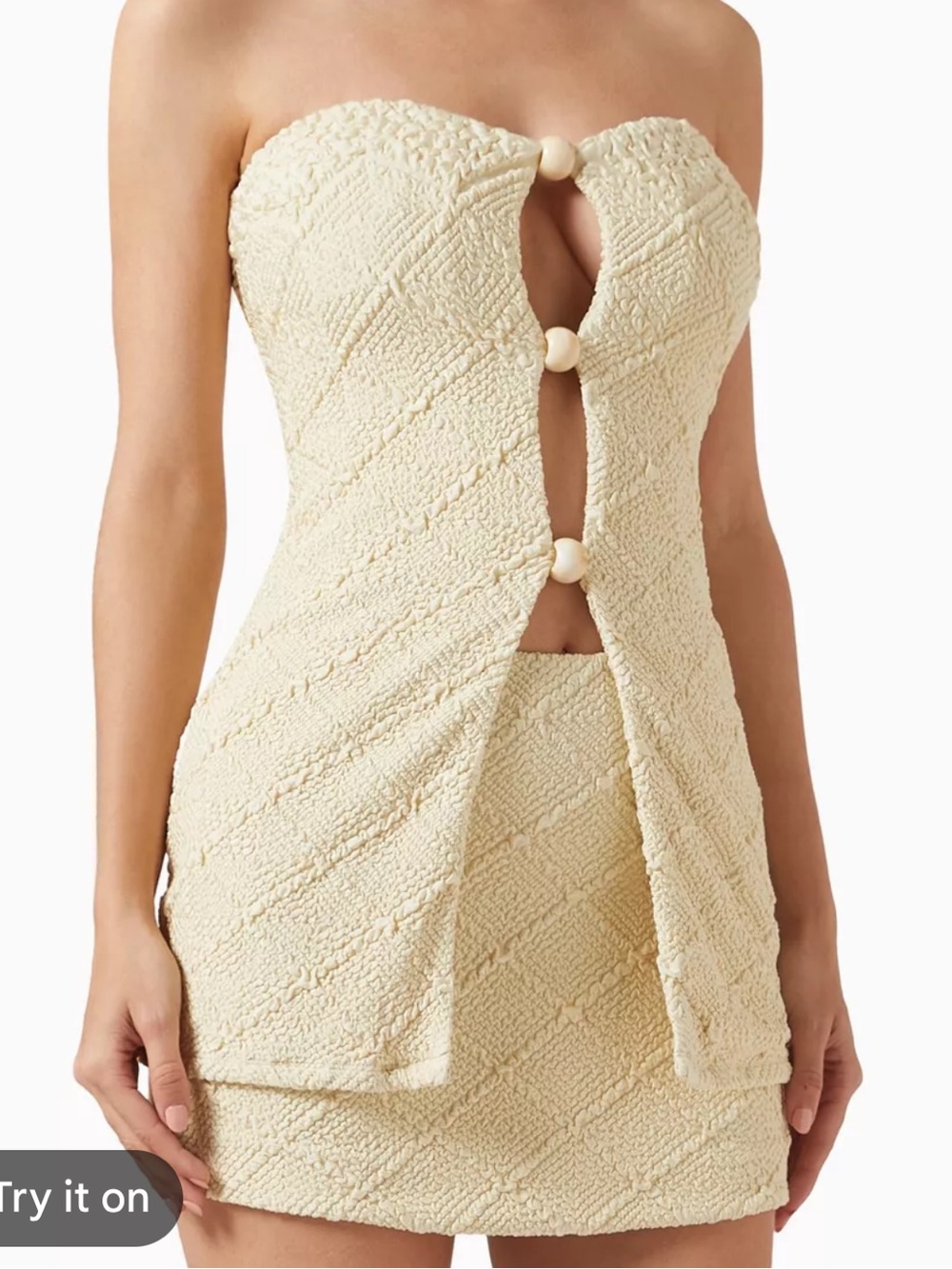 DEVON WINDSOR Cream Strapless Cutout Mini Dress